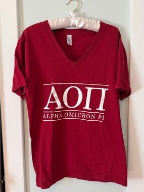 Gildan Red V-Neck Tee with White Care Tag